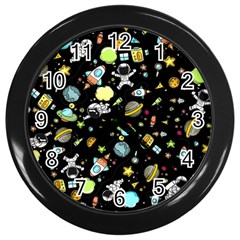 Space Pattern Wall Clocks (black) by Valentinaart
