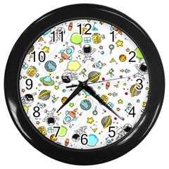 Space Pattern Wall Clocks (black) by Valentinaart
