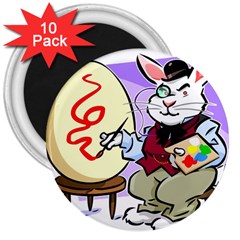 Bunny Easter Artist Spring Cartoon 3  Magnets (10 Pack)  by Simbadda