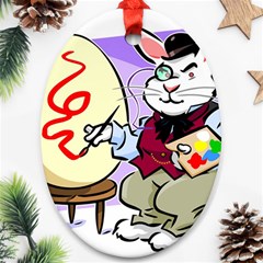Bunny Easter Artist Spring Cartoon Oval Ornament (two Sides) by Simbadda