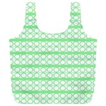 Circles Lines Green White Pattern Full Print Recycle Bags (L)  Back