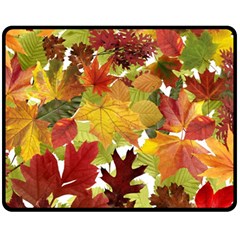 Autumn Fall Leaves Fleece Blanket (medium)  by LoolyElzayat