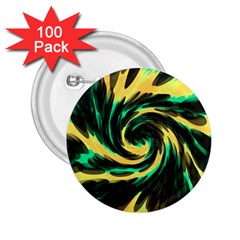 Swirl Black Yellow Green 2 25  Buttons (100 Pack)  by BrightVibesDesign