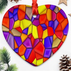 Mosaic Tiles Pattern Texture Heart Ornament (two Sides) by Sapixe