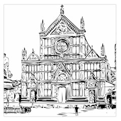 Line Art Architecture Church Italy Large Satin Scarf (square) by Sapixe