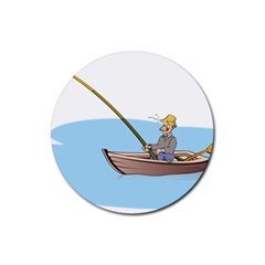 Fishing Fish Fisherman Boat Mare Rubber Round Coaster (4 Pack)  by Sapixe