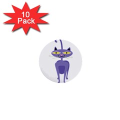 Cat Clipart Animal Cartoon Pet 1  Mini Buttons (10 Pack)  by Sapixe