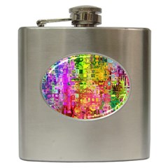 Color Abstract Artifact Pixel Hip Flask (6 Oz) by Nexatart