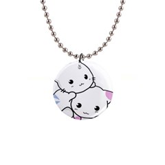 Kitty Cuddling Cat Kitten Feline Button Necklaces by Sapixe