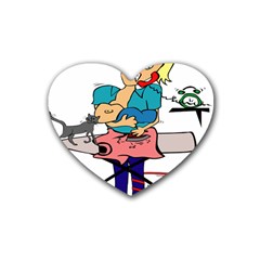 Housewife Multitasking Woman Rubber Coaster (heart)  by Sapixe