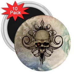 Awesome Creepy Skull With  Wings 3  Magnets (10 Pack)  by FantasyWorld7