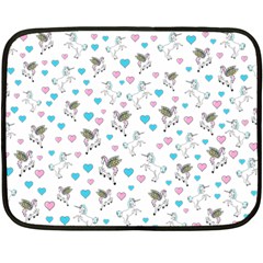 Unicorn, Pegasus And Hearts Fleece Blanket (mini) by IIPhotographyAndDesigns