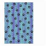 Footprints Cat Black On Batik Pattern Teal Violet Small Garden Flag (Two Sides) Back