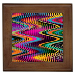 Multicolored Wave Distortion Zigzag Chevrons Framed Tiles by EDDArt