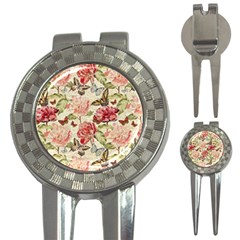 Watercolor Vintage Flowers Butterflies Lace 1 3-in-1 Golf Divots by EDDArt
