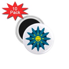 Smiley Flower 1 75  Magnets (10 Pack)  by linceazul