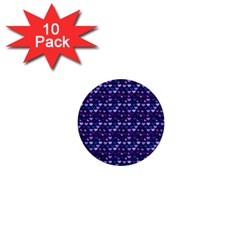 Hearts Butterflies Blue 1  Mini Buttons (10 Pack)  by snowwhitegirl