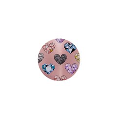 Gem Hearts And Rose Gold 1  Mini Magnets by NouveauDesign