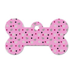 Pink Milk Hearts Dog Tag Bone (one Side) by snowwhitegirl