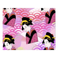 Japanese Abstract Pink Double Sided Flano Blanket (large)  by snowwhitegirl