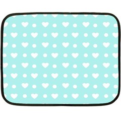 Hearts Dots Blue Double Sided Fleece Blanket (mini)  by snowwhitegirl