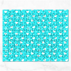 Hearts And Star Dot Blue Rectangular Jigsaw Puzzl by snowwhitegirl
