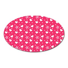 Hearts And Star Dot Pink Oval Magnet by snowwhitegirl