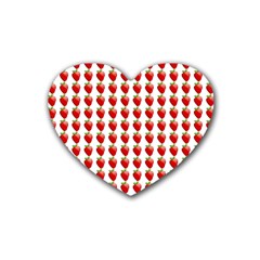 Strawberries Rubber Coaster (heart)  by snowwhitegirl