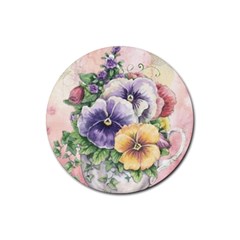 Lowers Pansy Rubber Coaster (round)  by vintage2030