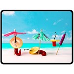 Red Chili Peppers On The Beach Double Sided Fleece Blanket (Large)  80 x60  Blanket Front
