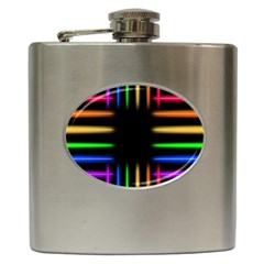 Neon Light Abstract Pattern Lines Hip Flask (6 Oz) by Sapixe