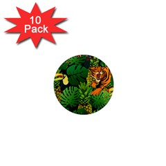 Tropical Pelican Tiger Jungle Black 1  Mini Magnet (10 Pack)  by snowwhitegirl