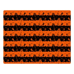 Orange And Black Spooky Halloween Nightmare Stripes Double Sided Flano Blanket (large)  by PodArtist