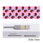 Red Roses Pink Memory Card Reader (Stick) Front
