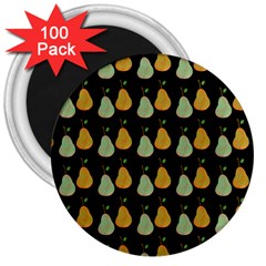 Pears Black 3  Magnets (100 Pack) by snowwhitegirl