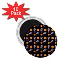 Halloween Skeleton Pumpkin Pattern Black 1.75  Magnets (10 pack)  Front