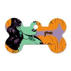 Zombie Retro Girl Dog Tag Bone (two Sides) by snowwhitegirl