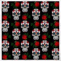 Skull Pattern Black Canvas 16  X 16  by snowwhitegirl