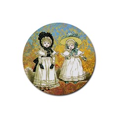 Little Victorian Girls Rubber Round Coaster (4 Pack)  by snowwhitegirl