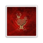 Wonderful Decorative Heart In Gold And Red Memory Card Reader (Square) Front