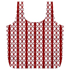 Circles Lines Red White Pattern Full Print Recycle Bag (xl) by BrightVibesDesign