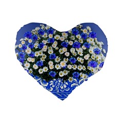 Marguerite Cornflower Vase Blossom Standard 16  Premium Heart Shape Cushions by Simbadda