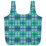 Mod Blue Green Square Pattern Full Print Recycle Bag (XL) Back