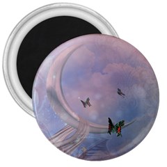 The Wonderful Moon With Butterflies 3  Magnets by FantasyWorld7