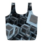 3d Cube Fantasy Square Shape Full Print Recycle Bag (L) Back