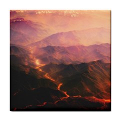 Volcanoes Magma Lava Mountains Tile Coasters by Sapixe