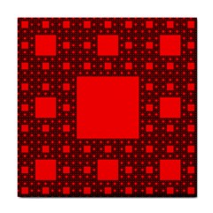Red Sierpinski Carpet Plane Fractal Tile Coasters by Sapixe