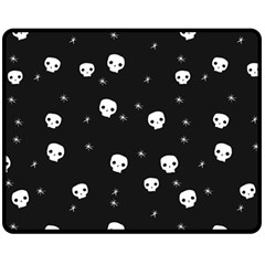 Pattern Skull Stars Halloween Gothic On Black Background Fleece Blanket (medium)  by genx