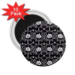 Pattern Pumpkin Spider Vintage Gothic Halloween Black And White 2 25  Magnets (10 Pack)  by genx