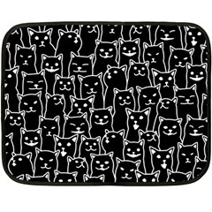 Funny Cat Pattern Organic Style Minimalist On Black Background Double Sided Fleece Blanket (mini)  by genx